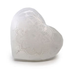 Engraved Selenite Mandala Heart – 7–8cm
