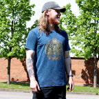 Hamsa Print Stonewashed Cotton T-Shirt – Blue