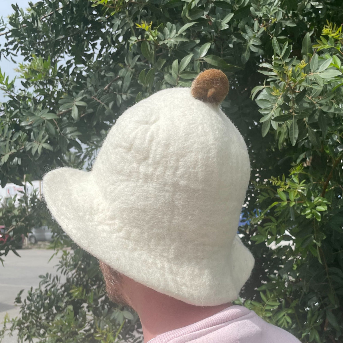 Natural Felted Sauna Bowl Hat