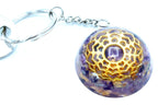 Amethyst Mandala Hearts Orgonite Keyring