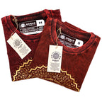 Mandala Stonewashed Cotton T-Shirt – Maroon, Medium