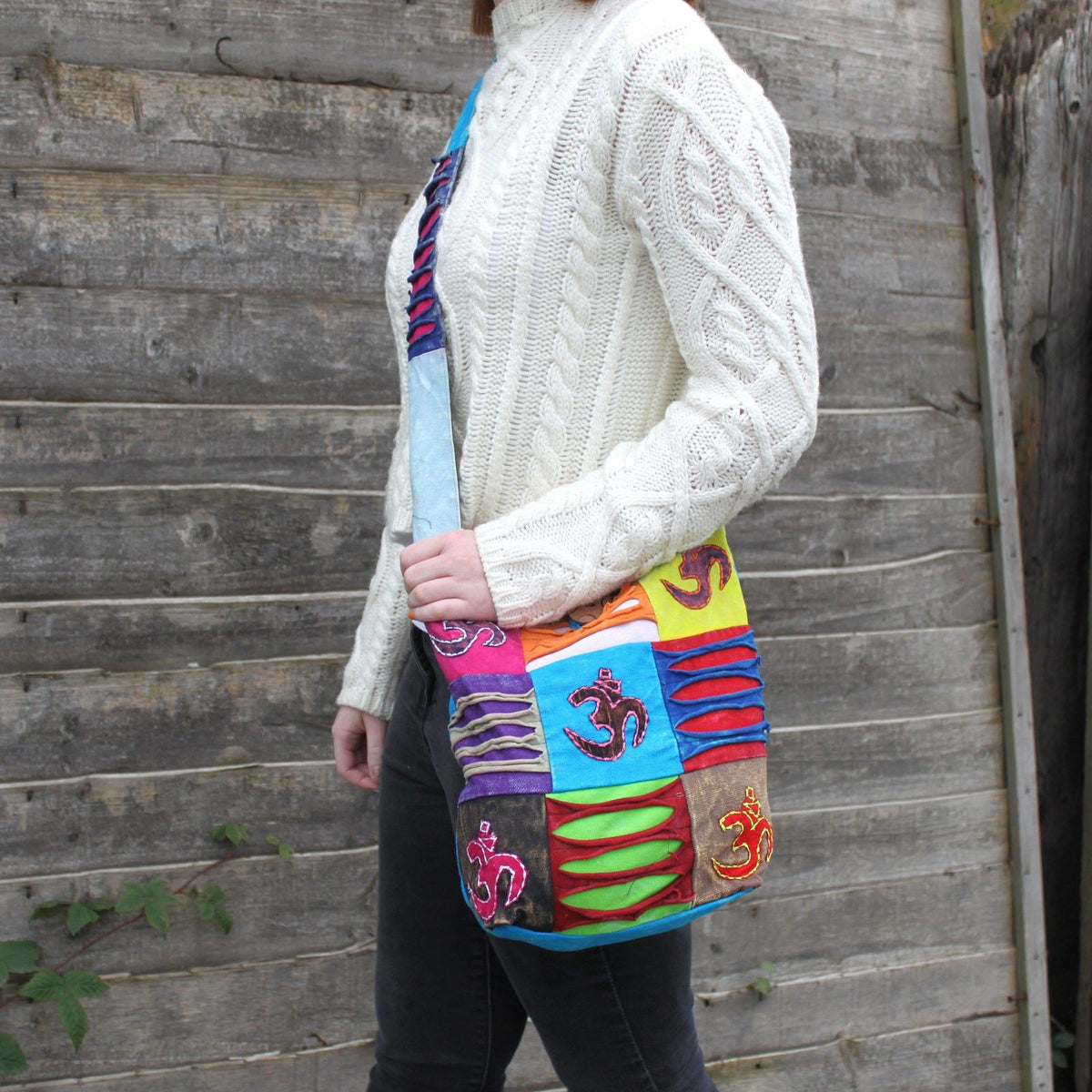 Teal Ethnic Sling Bag with Om Design