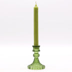 Vintage Glass Dinner Candle Holders – Garden Jade, Set of 2