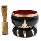 Buddha Tibetan Singing Bowl Set – Black and Orange