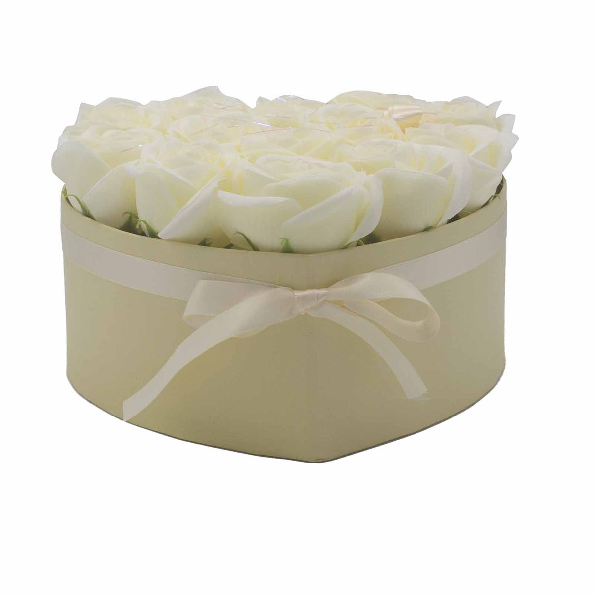 Cream Rose Soap Flower Bouquet with Heart – 13 Roses