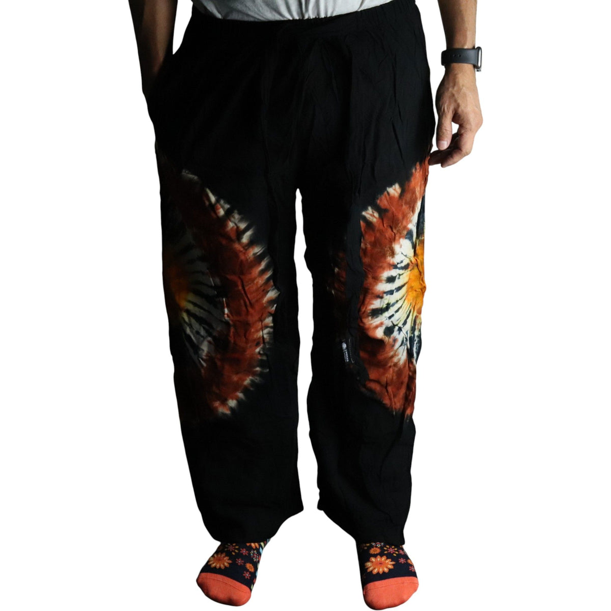 Japanese Style Lounge Pants – Black, Chocolate and Orange, M