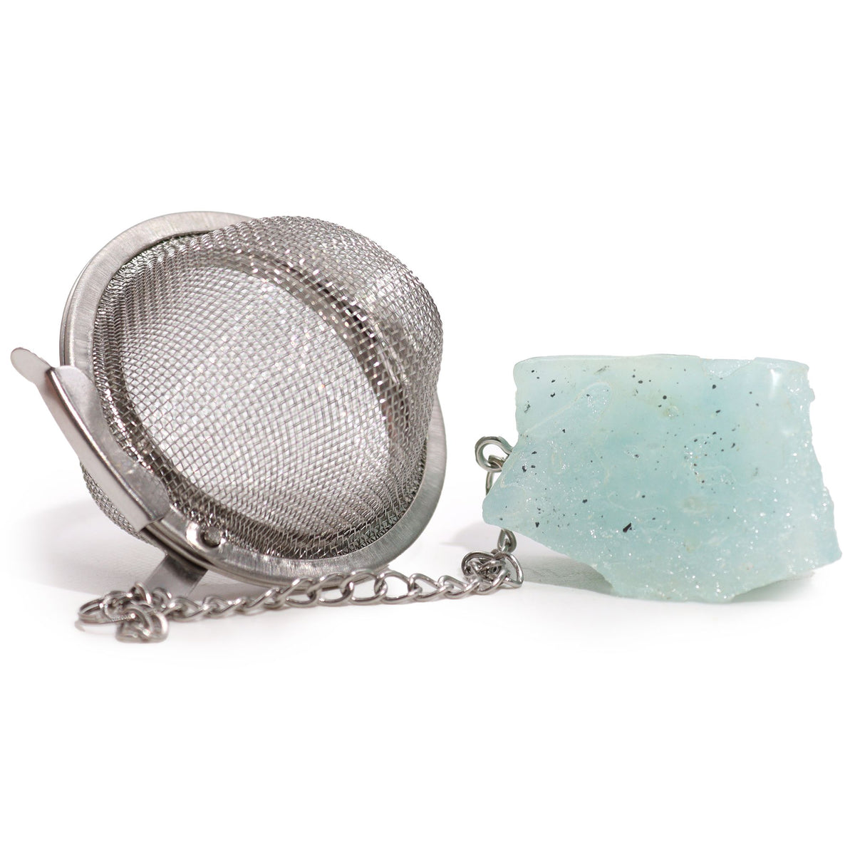 Aquamarine Raw Crystal Tea Strainer