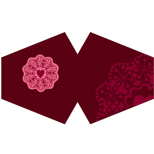 Adult Reusable Face Covering – Red Mandala Heart