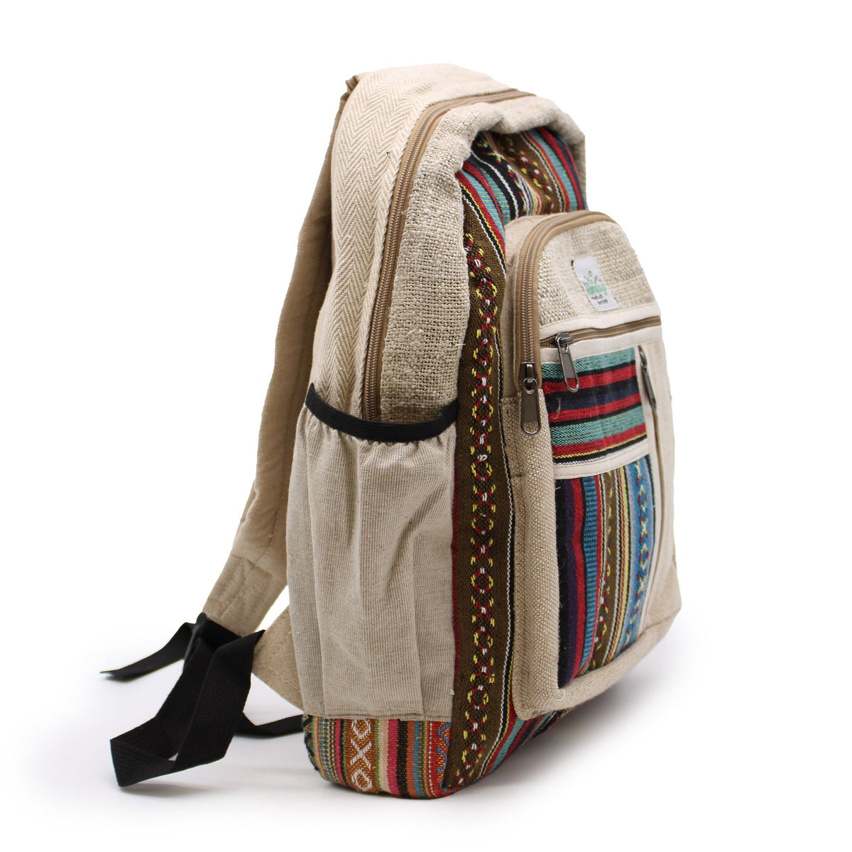 Large Hemp and Cotton Backpack with Straight Zips