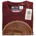 Mandala Stonewashed Cotton T-Shirt – Maroon, Large