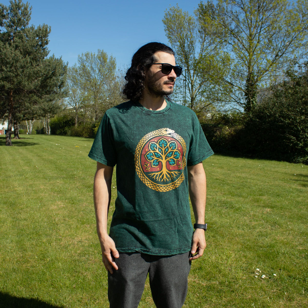 Tree of Life Green Cotton T-Shirt – Small
