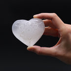 Engraved Selenite Mandala Heart – 7–8cm