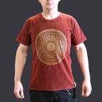 Mandala Stonewashed Cotton T-Shirt – Maroon, Small