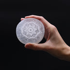 Selenite Charging Plate with Mandala Design – 8cm