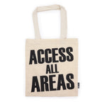 Natural Sari Tote Bag with “Access All Areas” Text