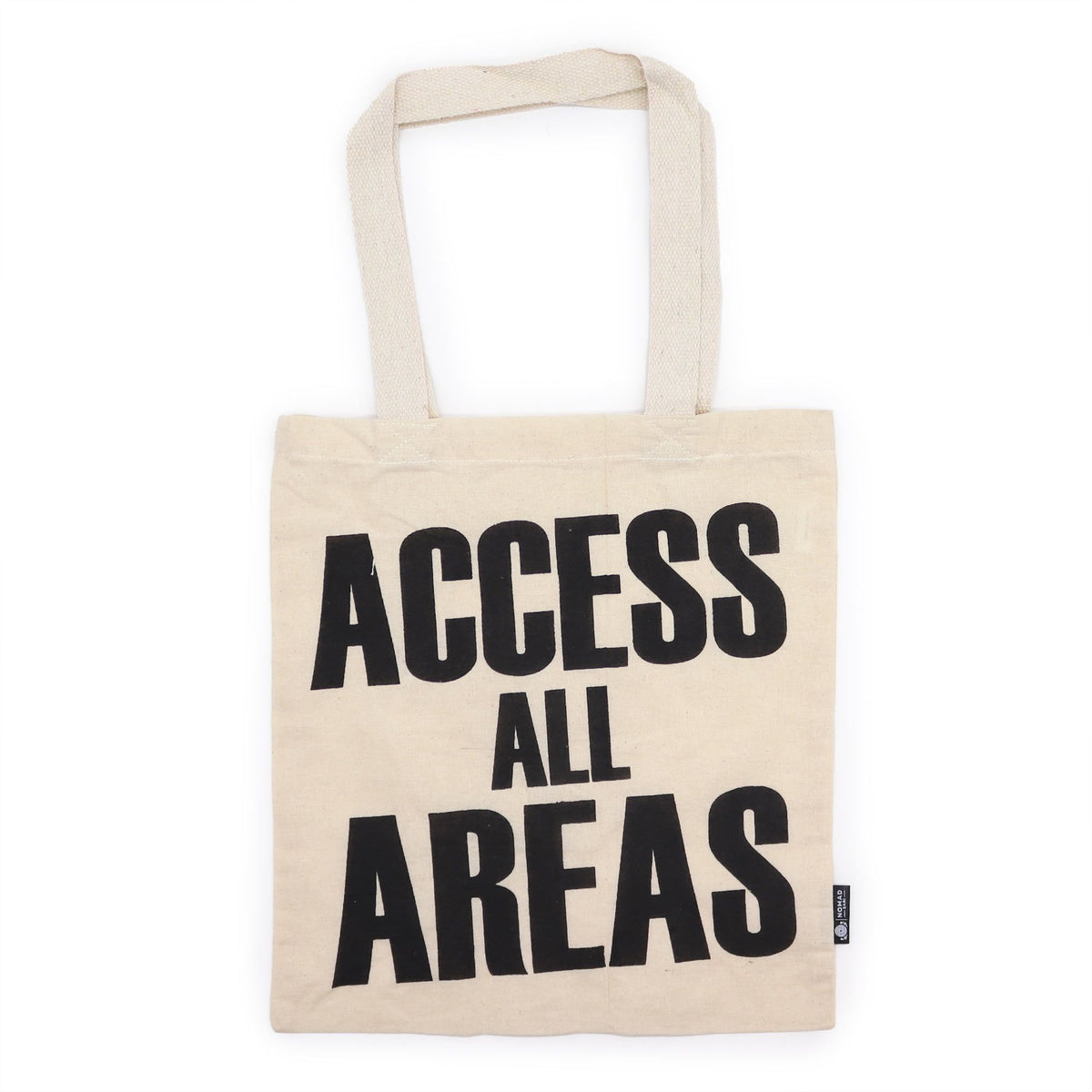 Natural Sari Tote Bag with “Access All Areas” Text