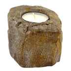 Low Petrified Wood Candle Holder
