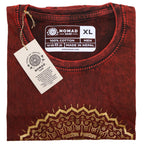 Mandala Maroon Stonewashed Cotton T-Shirt – XL