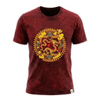 Dragon Mandala Maroon Cotton T-Shirt – Medium