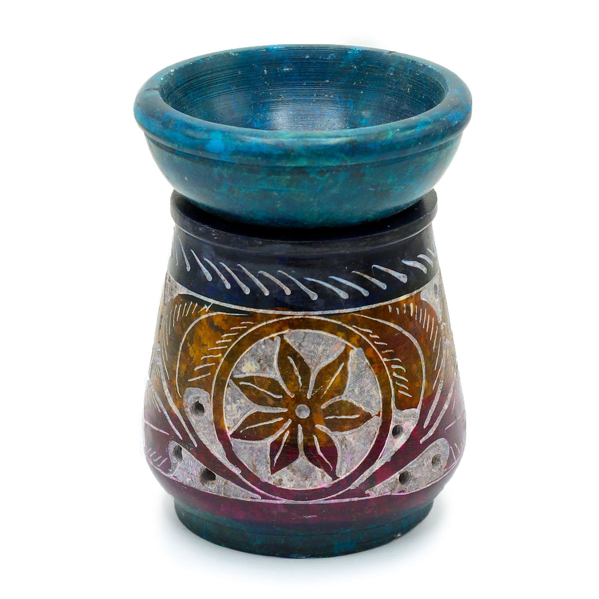 Flower Soapstone Oil Burner – 8cm