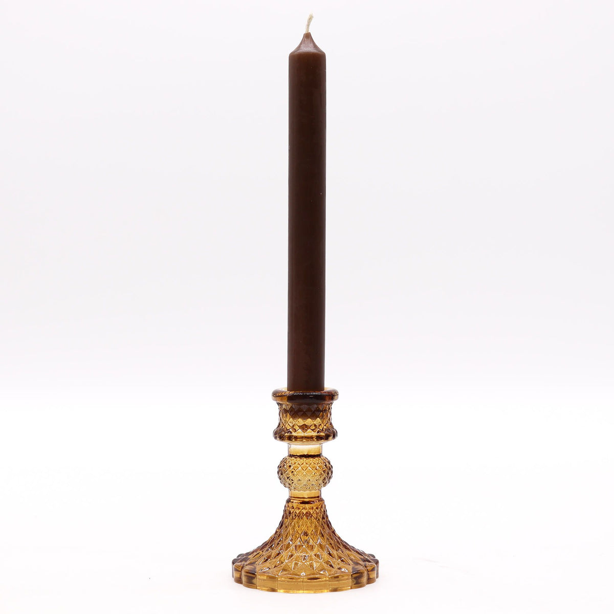 Vintage Amber Glass Candle Holders – Set of 2