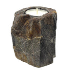 Low Petrified Wood Candle Holder
