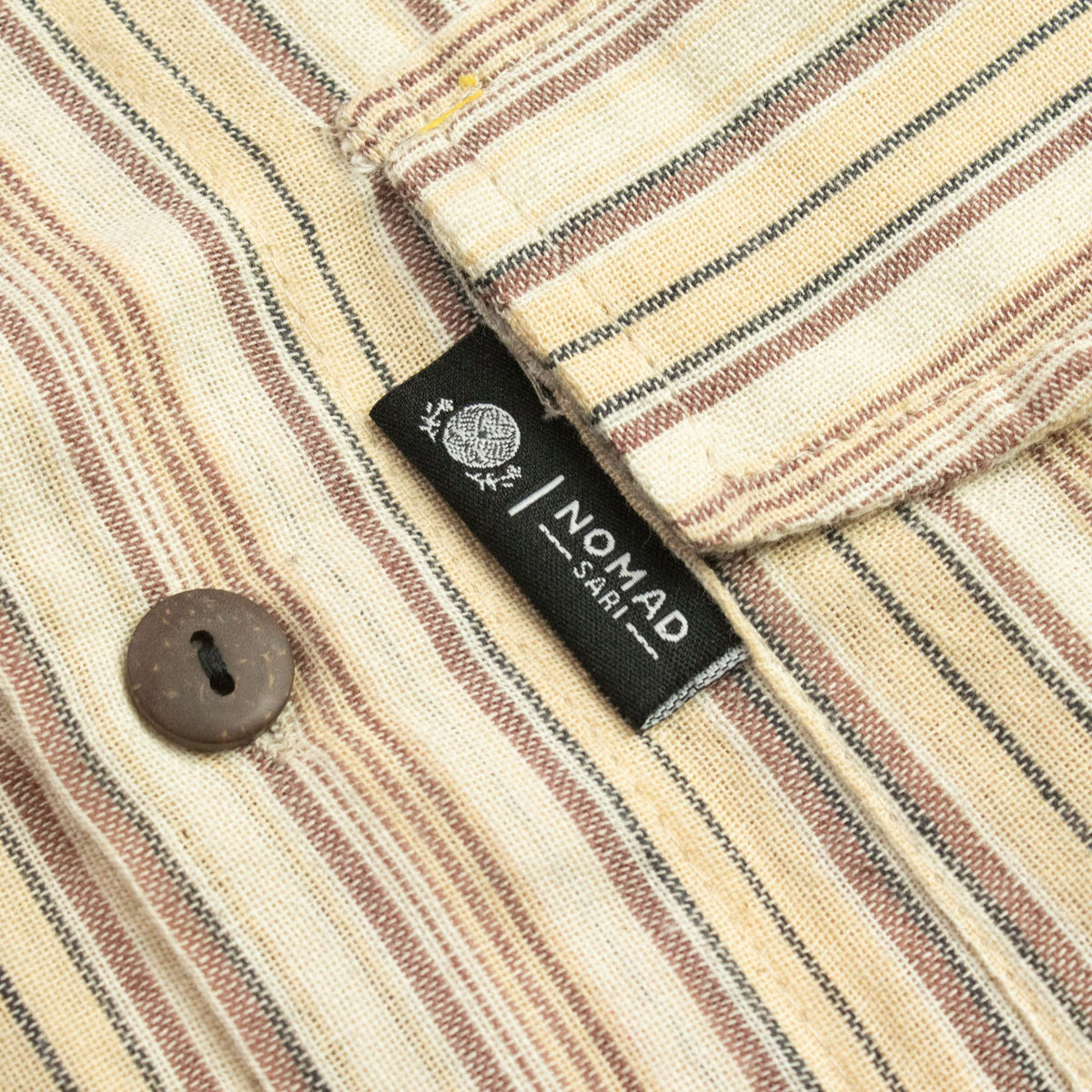Brown and Beige Sari Grandad Shirt – Large