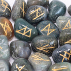 Moss Agate Rune Stone Set with Pouch