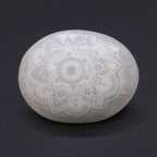Engraved Selenite Mandala Palm Stone
