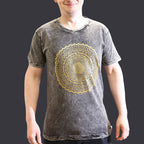 Mandala Stonewashed Cotton T-Shirt – Dark Grey, Small