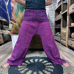 Thai Fisherman Yoga Pants with Mandala Mantra Print – Purple