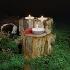 Double Petrified Wood Candle Holder