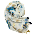 White, Blue and Gold Evil Eye Sarong