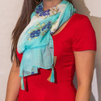 Turquoise Aqua Fish Scarf – 180 x 50cm