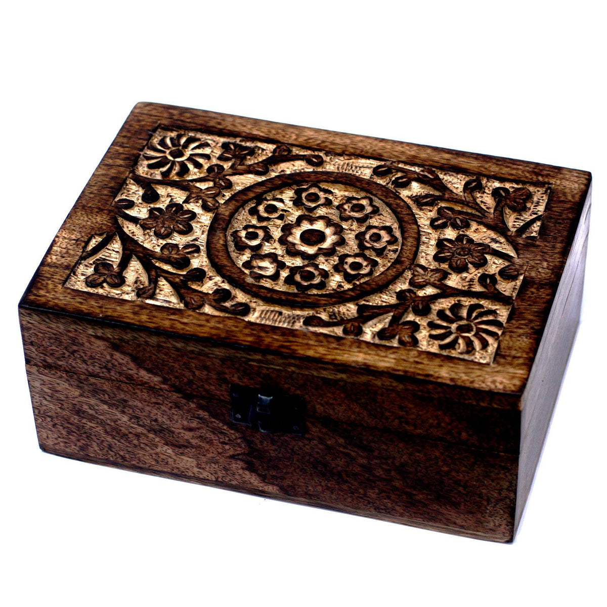 Floral Carved Essential Oil Storage Box – 24 Bottles