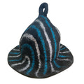 Felted Sauna Bowl Hat – Black and Blue Streaks