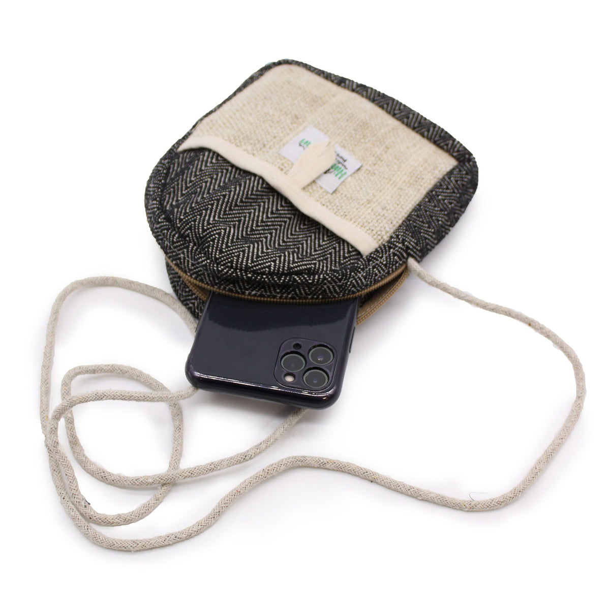 Hemp and Cotton Mobile Bag with String
