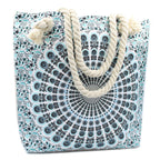 Sky Blue Rope-Handle Mandala Bag