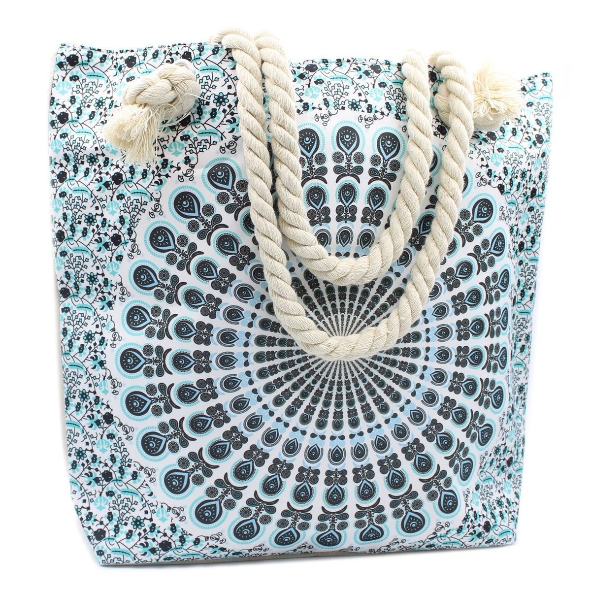Sky Blue Rope-Handle Mandala Bag