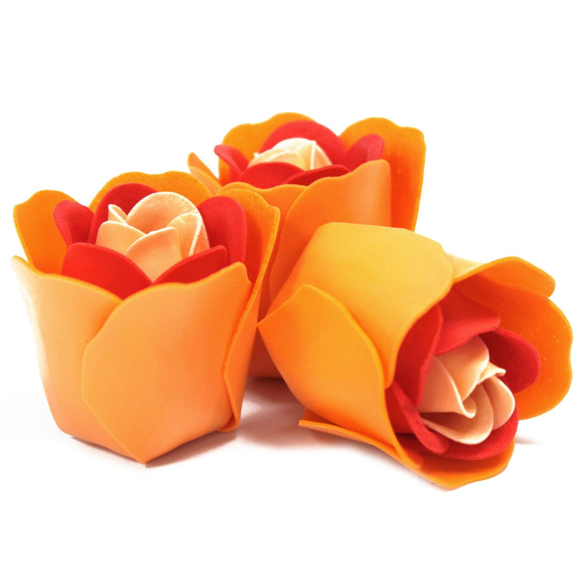Peach Rose Soap Flowers in Heart Box – Set of 3