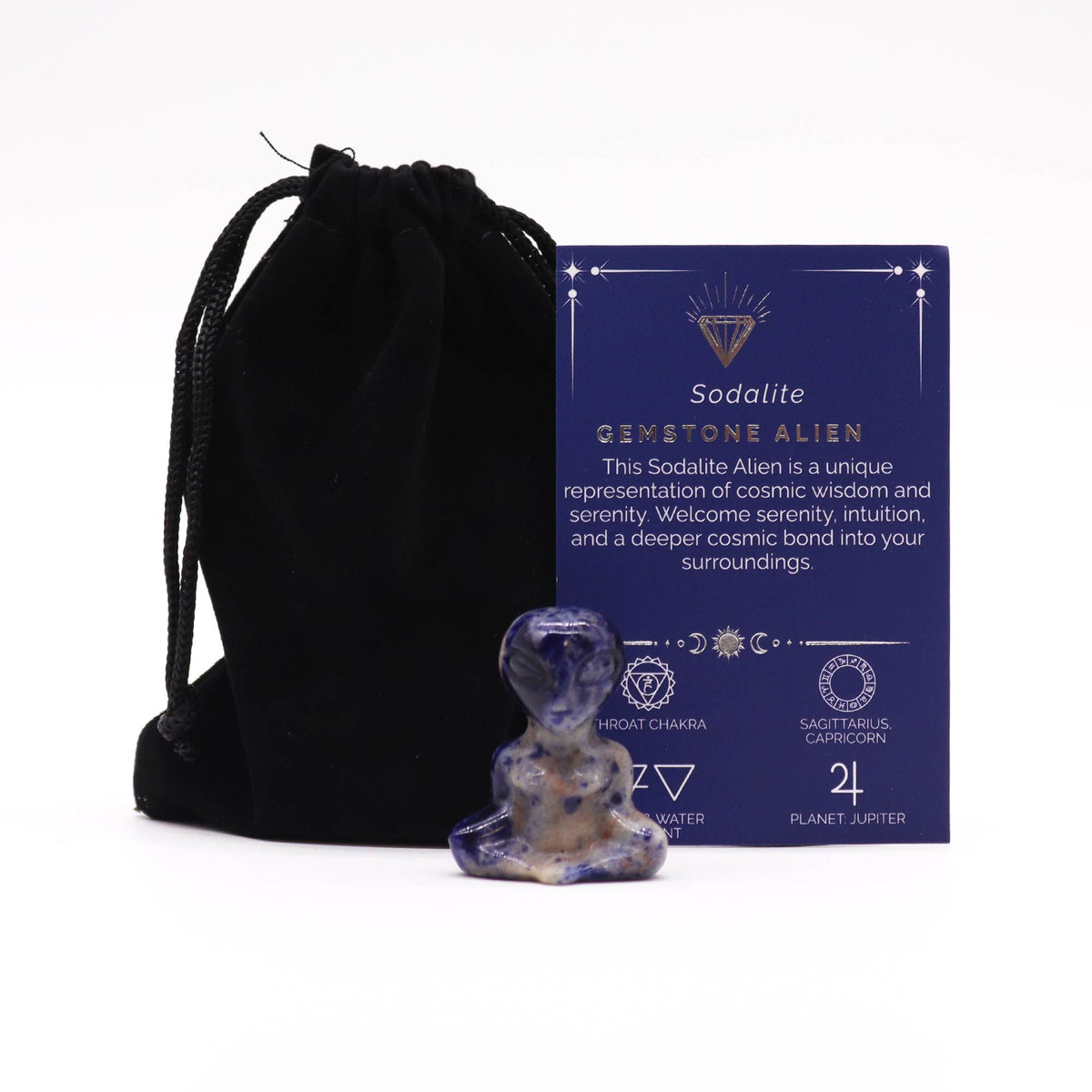 Sodalite Gemstone Alien Figure – 40 × 30 × 15mm