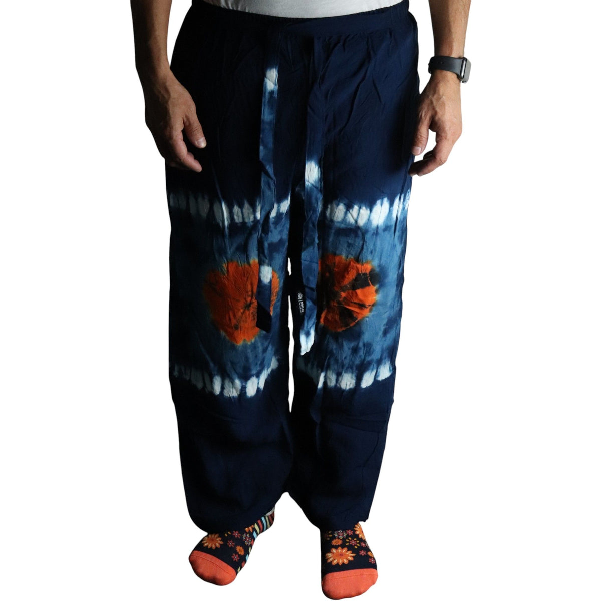 Japanese-Style Lounge Trousers in Teal and Orange – L