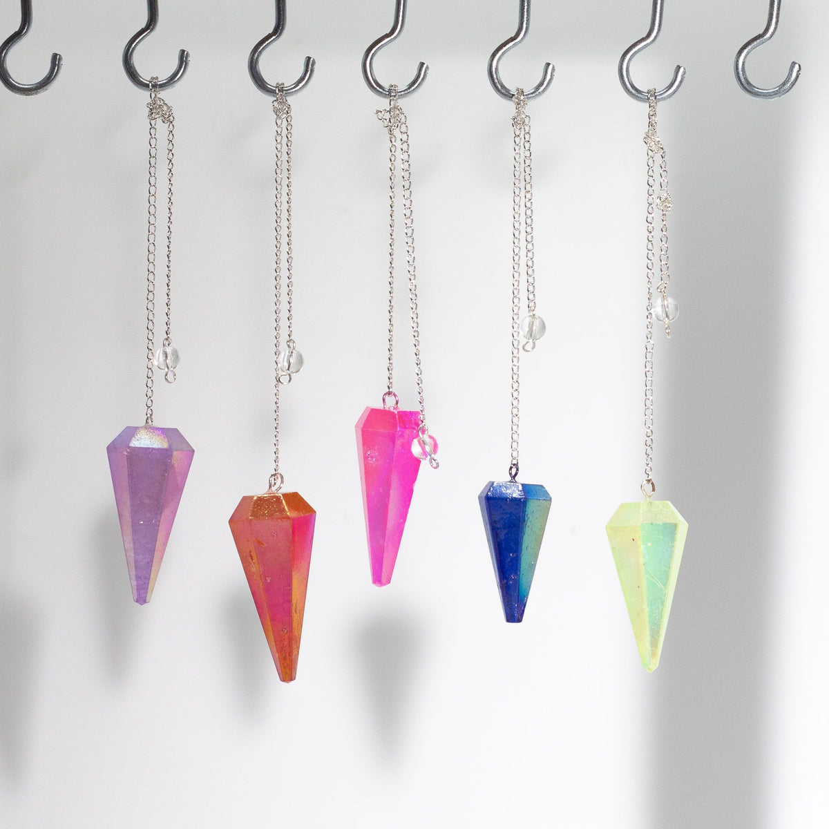 White Aurora Crystal Six-Sided Pendulum – 4cm