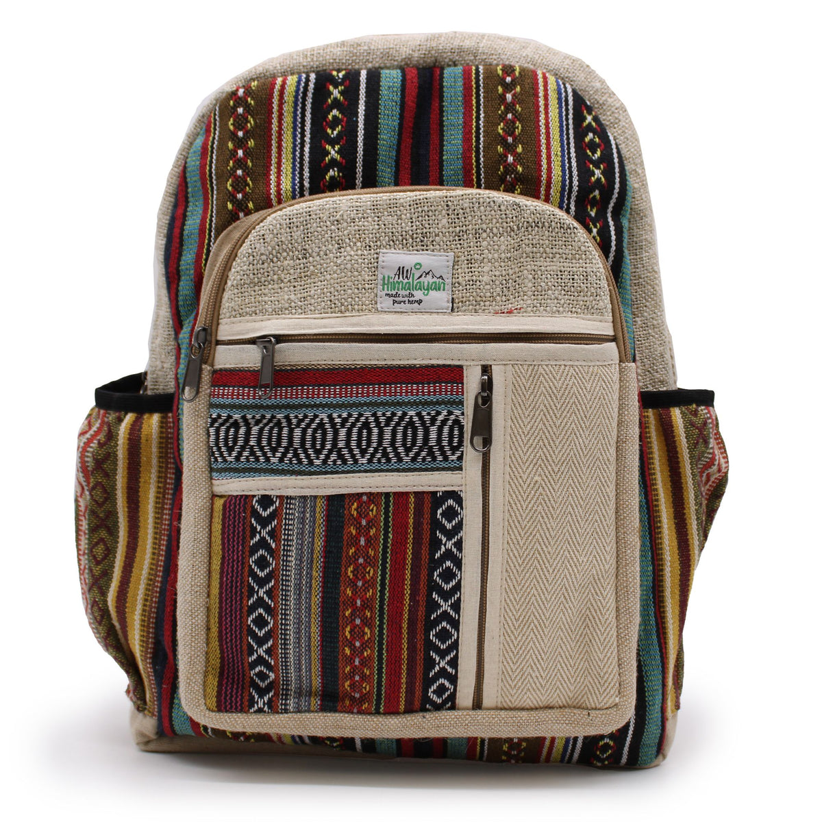Large Hemp and Cotton Backpack with Straight Zips