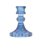 Royal Blue Vintage Glass Dinner Candle Holders – Set of 2