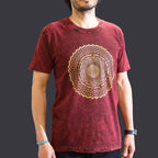 Mandala Stonewashed Cotton T-Shirt – Maroon, Medium