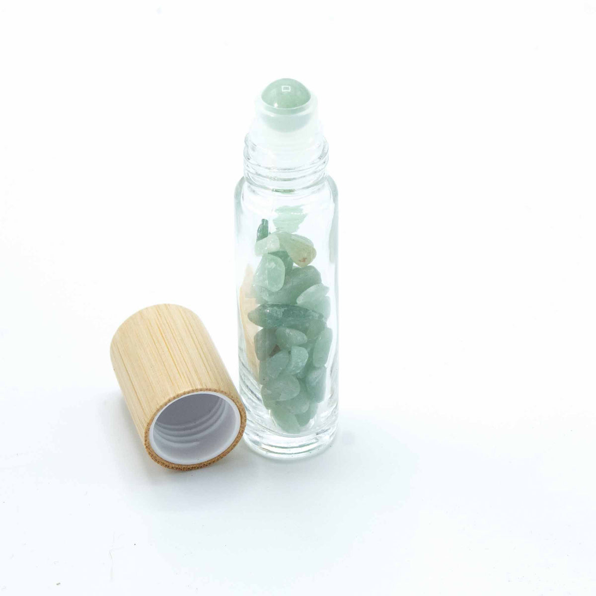 Aventurine Gemstone Roller Bottle with Wooden Cap – 5ml