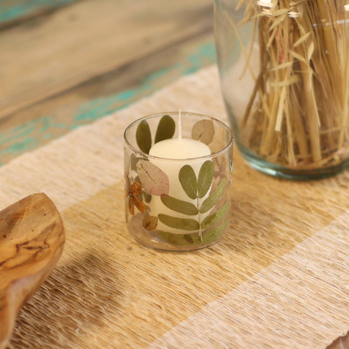 Primavera Floral Glass Candle Holder – 8 × 8cm