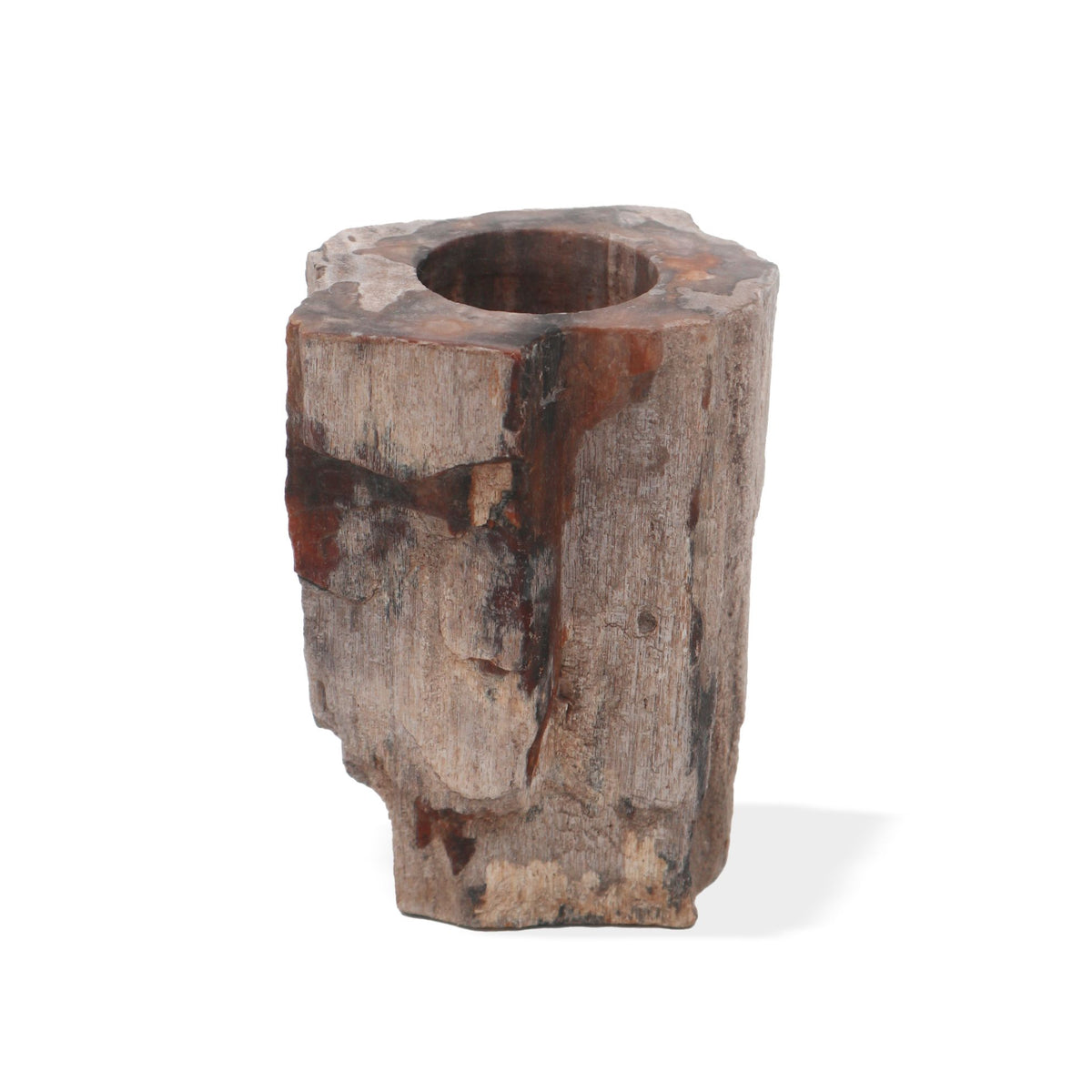 Tall Petrified Wood Candle Holder – Single
