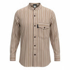 Brown and Beige Sari Grandad Shirt – XL